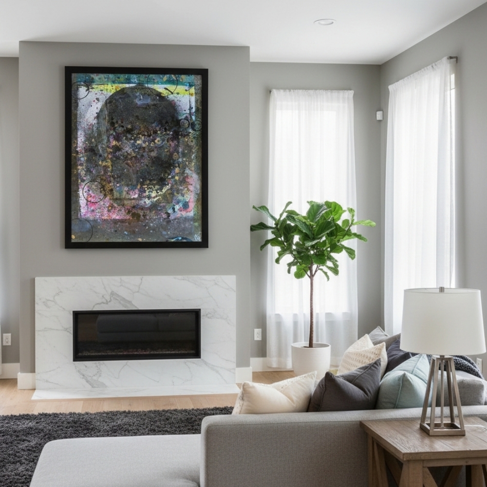 HANDCRAFTED Abstract Framed Painting HANDMADE Artwork HANDPAINTED Wall Art Decor